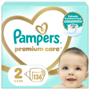 Pampers Premium Care Teipmähkmed, Suurus N2, 136tk, 4-8kg