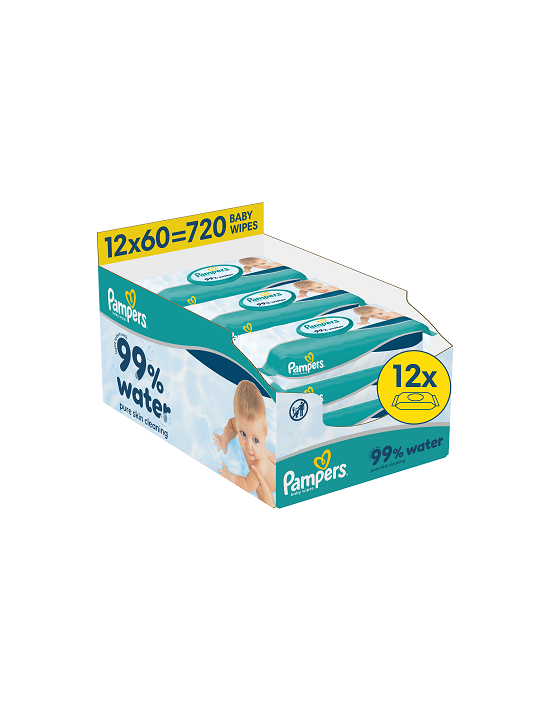 Pampers Aqua Niisked Beebisalvrätid, 15 Pakki, 720 Niisket Salvrätikut