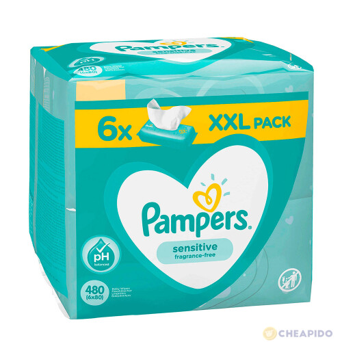 Niisked salvrätikud Pampers Sensitive 6×80=480pcs
