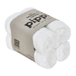 Pippi suulapp/näorätik 4tk 100% mahepuuvill 27x27cm White 222644