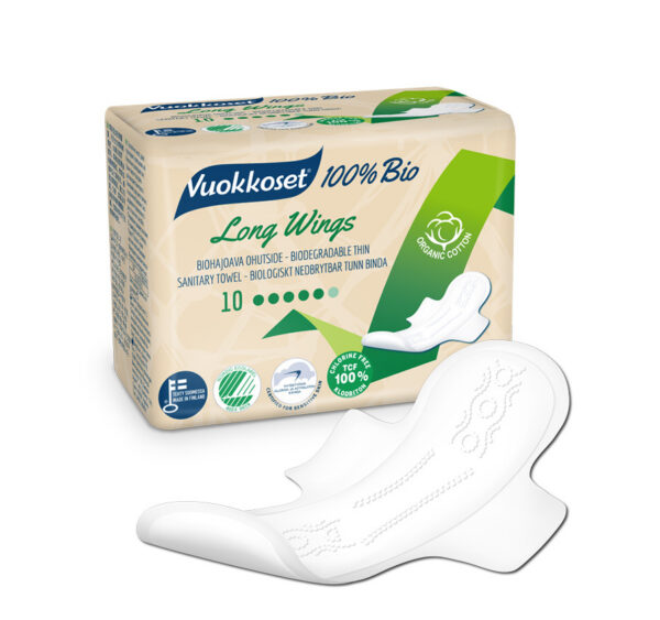 Vuokkoset, 100% BIO, pikkade tiibadega hügieenisidemed