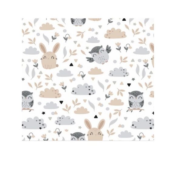 Flanellmähe 1tk 70x80cm valge Rabbit&Owl