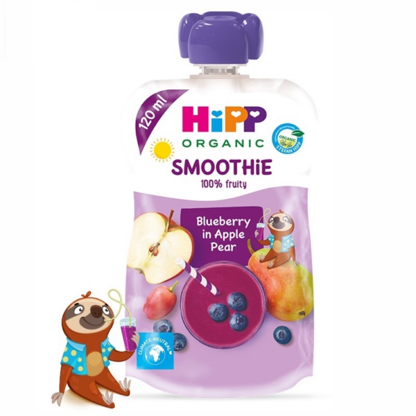 HiPP Õuna-pirni smuutijook mustikatega ÖKO 6.kuust 3x120ml (1tuub-2,00eur)