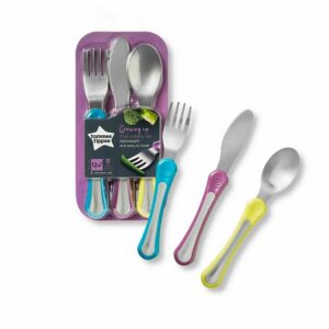 Söögiriistade komplekt (lusikas+kahvel+nuga) 12+kuud Tommee Tippee 44660841 roheline/lilla/laim