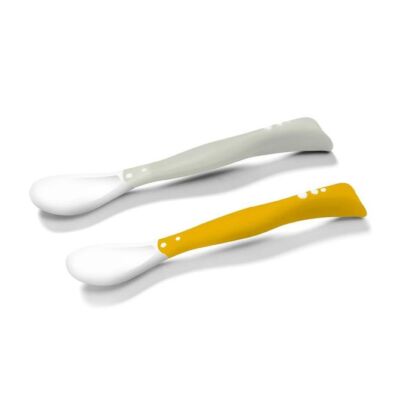 BabyOno plastik painduvad lusikad beebile 2 tk hall/kollane 6+kuud