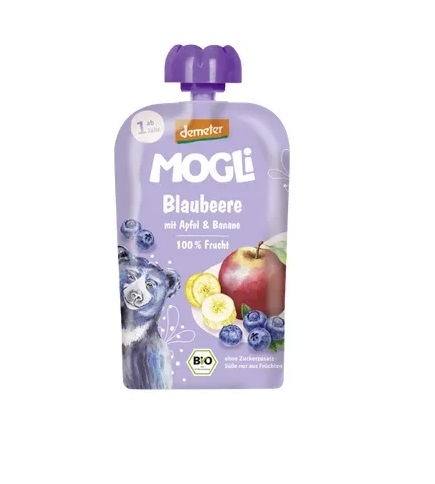 Mogli Mustika-, õuna-, banaanipüree, biodünaamiline 100g 1+aastasele