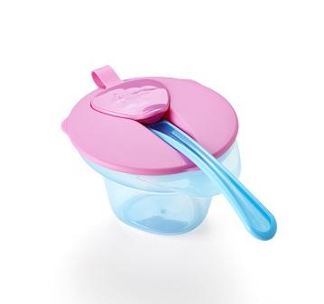 Tommee Tippee Kaanega kauss+ lusikas 4+ kuud sinine/roosa kaas