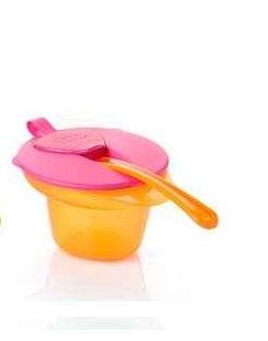 Tommee Tippee Kaanega kauss+ lusikas 4+ kuud oranz/roosa kaas