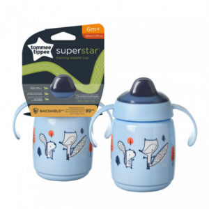 Tommee Tippee SuperStar Training Straw Cup kõrre ja käepidemetega 6+kuud 300ml helesinine loomakestega