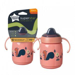Tommee Tippee SuperStar Training Straw Cup kõrre ja käepidemetega 6+kuud 300ml roosa loomakestega