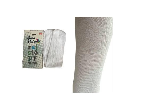 Sukkpüksid pidulikud valged roosidega 92-98cm Euro Calza