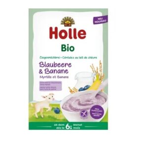 HOLLE Orgaaniline kitsepiimapuder mustikate ja banaanidega imikutele alates 6. elukuust 200g