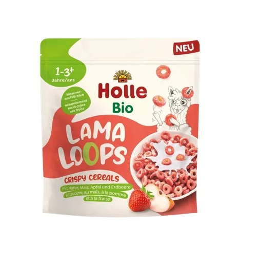 Holle Krõbe kuiv hommikusöök maasikatega LAMA LOOPS, mahe 125g 1-3+aastasele