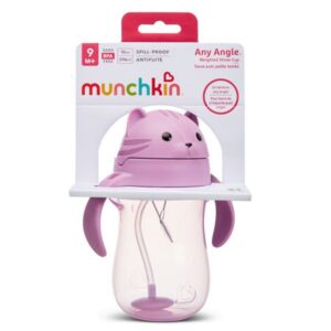 Munchkin joogipudel kõrre ja raskusega 296ml Cat Pink 9+kuud