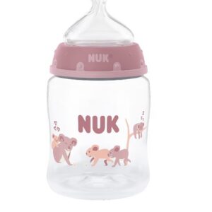 Nuk FC lutipudel 150ml N1 0-6kuud silikoon lutiga Roosa ahvipärdikutega 0+kuud