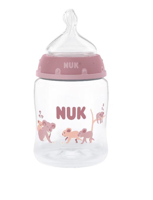 Nuk FC lutipudel 150ml N1 0-6kuud silikoon lutiga Roosa ahvipärdikutega 0+kuud