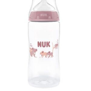 Nuk FC lutipudel 300ml  silikoon lutiga Roosa ahvipärdikutega 3+kuud