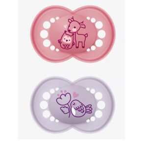 MAM ORIGINAL latex 2TK 16-16KUUD SIRGE OTSAGA tumeroosa öökull kitsekesega/helelilla linnuke lilledega steriliseerimiskarbis
