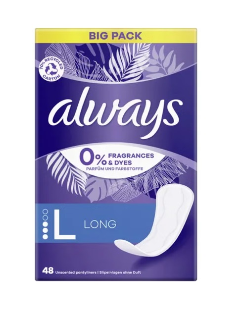 Always pesukaitsmed Long 0% Perfume 48tk