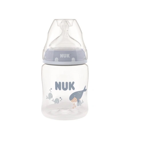 Nuk FC lutipudel 150ml N1 0-6kuud silikoon lutiga Roosa ahvipärdikutega 0+kuud