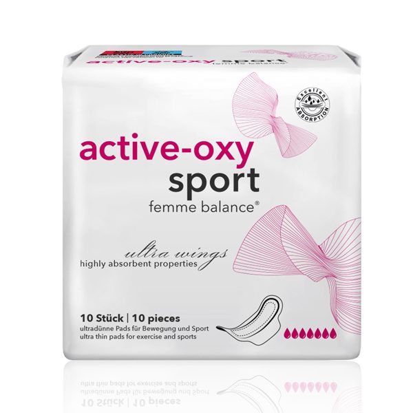 FEMME BALANCE® Aktiivhapnikuga hügieenisidemed sportimiseks, lõhnu neutraliseeriva ja väga tugeva imavusega, BIO tselluloosist, 10tk