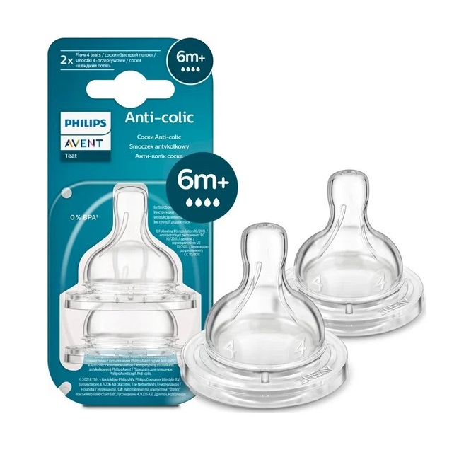 Avent pudelilutt Anti-colic kiire, 6+ 2tk SCY764/02