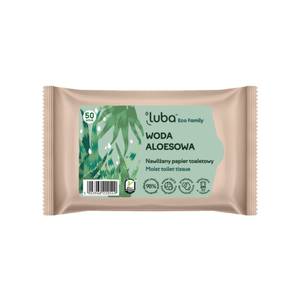 LUBA ECO FAMILY vees lahustuv niiske tualetipaber aloe veraga, 50 tk