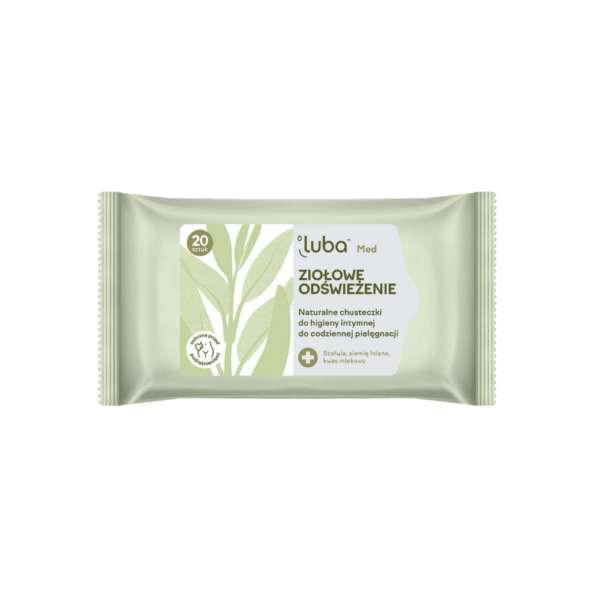 LUBA MED HERBAL REFRESHMENT biolagunevad niisked salvrätikud intiimpiirkonnale probiootikumide ja salveiga, 20 tk
