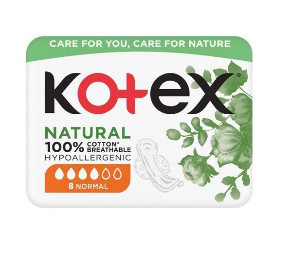 Kotex hügieeniside Natural 100% Cotton Normal 8tk