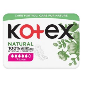 Kotex hügieeniside Natural 100% Cotton Super 7tk