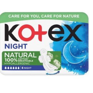 Kotex hügieeniside Natural 100% Cotton Night 6tk