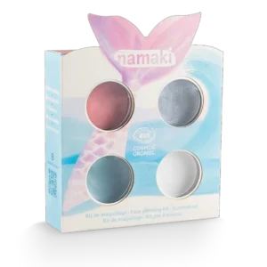 NAMAKI BIO näovärvide komplekt: roosa, helesinine, hõbedane, valge ning ajutised tätoveeringud, Mermaid