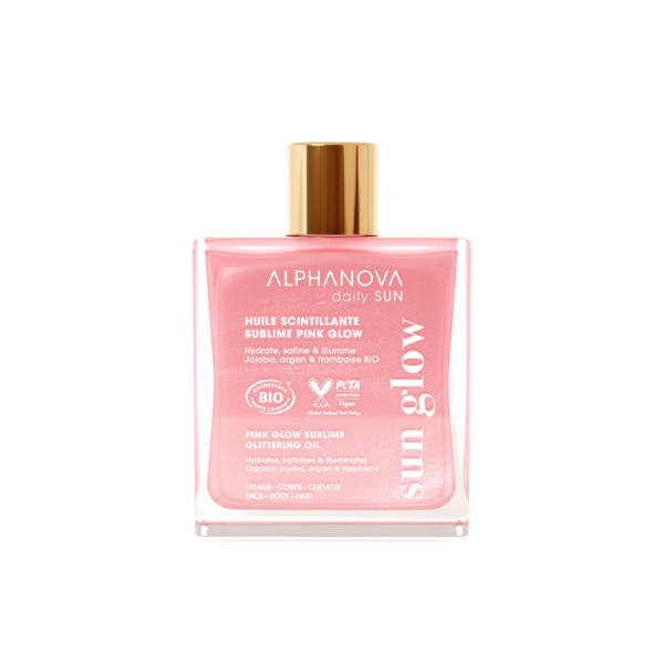 ALPHANOVA Daily Sun Sädelev kehaõli Pink Glow jojoba-, vaarika- ja argaaniaõliga, 50ml