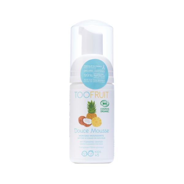 TOOFRUIT Douce Mousse orgaaniline seebivaba näopesuvaht lastele ananassi ja kookosega, 100 ml