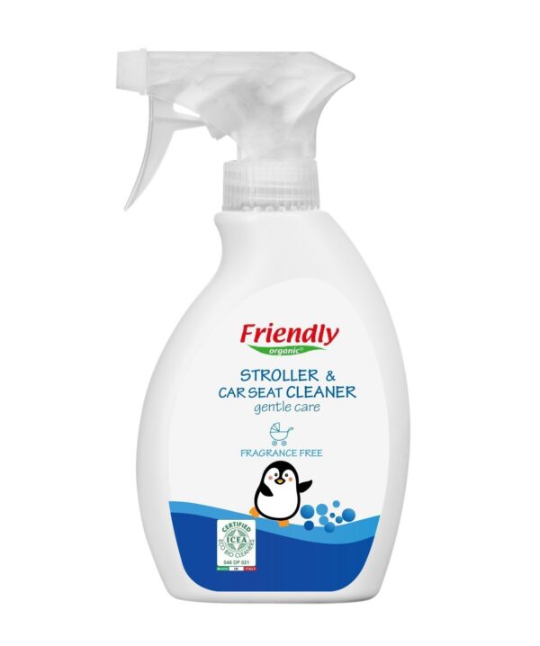 Friendly Organic lõhnatu jalutuskäru, vankri ja autoistme, turvatooli puhastusvahend, 250 ml