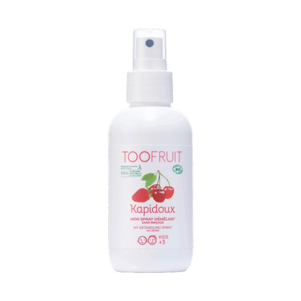 TOOFRUIT orgaaniline kammimist hõlbustav pusasprei lastele maasika-kirsi lõhnaga, 125 ml