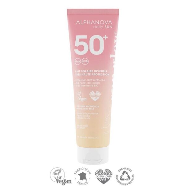 ALPHANOVA DAILY SUN SPF50 veekindel päikesekreem vaarikaseemne ja jojobaõliga monoi lõhnaga, 150 ML
