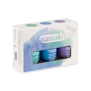 NAMAKI kolmest mahakooritavast küünelakist ja viilist koosnev komplekt, Aurora Borealis 3*7,5 ml