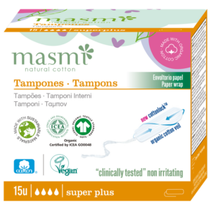Masmi puuvillased tampoonid Super Plus ilma aplikaatorita, 15 tk, ökoloogilised