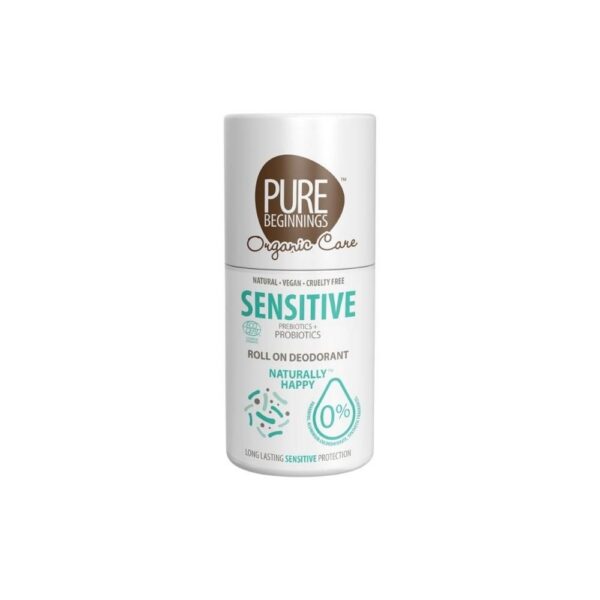 PURE BEGINNINGS SENSITIVE looduslik pre- ja probiootikumidega deodorant roll-on tundlikule ja väga tundlikule nahale, 75 ml