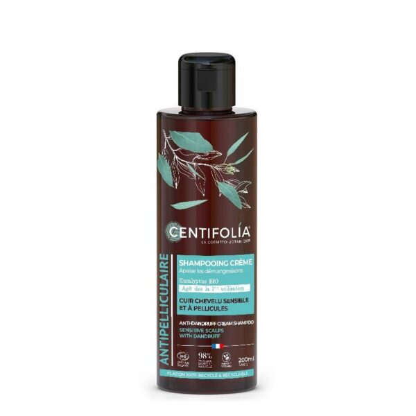 CENTIFOLIA kõõmavastane šampoon tundlikule peanahale orgaanilise eukalüpti ja aloe veraga, 200ml