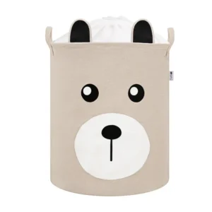 SIPO Premium mänguasjade hoiukorv pingutusnööriga Beige Bear, 43 L