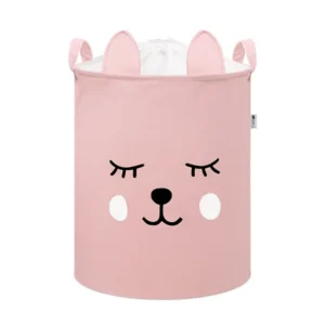 SIPO Premium mänguasjade hoiukorv pingutusnööriga Pink Bear, 43 L