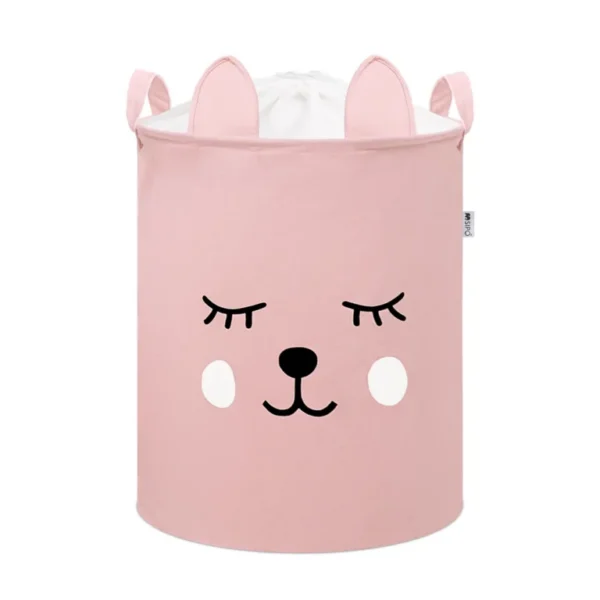 SIPO Premium mänguasjade hoiukorv pingutusnööriga Pink Bear, 43 L