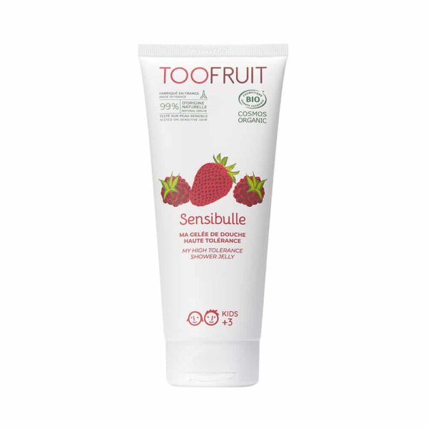 TOOFRUIT Sensibulle orgaaniline seebivaba dušigeel lastele vaarika-maasika lõhnaline, 200 ml